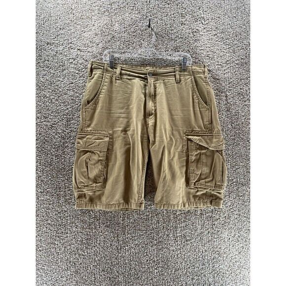 Levis Cargo Shorts Mens 34 Tan Relaxed Pockets White Tab Casual Adult Flat Front - Picture 1 of 9